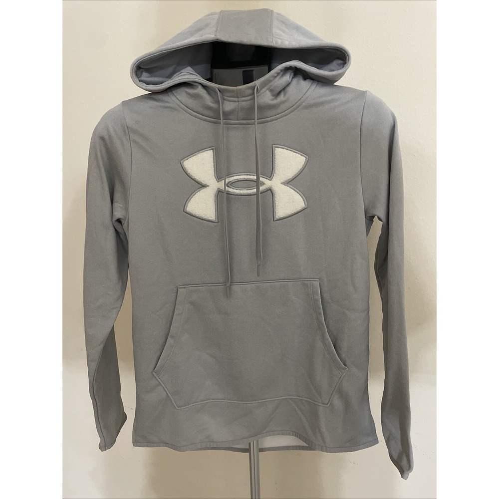 Under Armour Women's Hoodie XS Big Textured Logo Fleece Gray See Discription